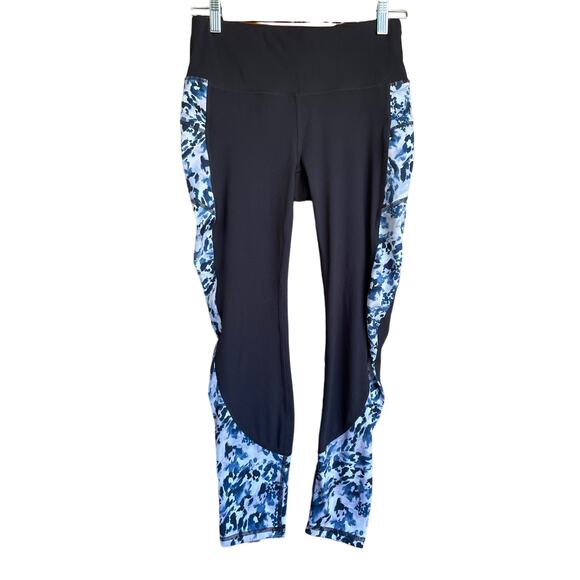 Gaiam Size Small Black Leggings, Purple & Pink Side Watercolor, Pocket - Picture 1 of 5